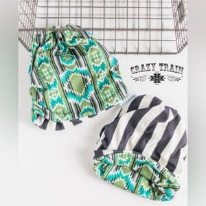 Crazy Train Kids Patterned Beanie Set - Green and Black